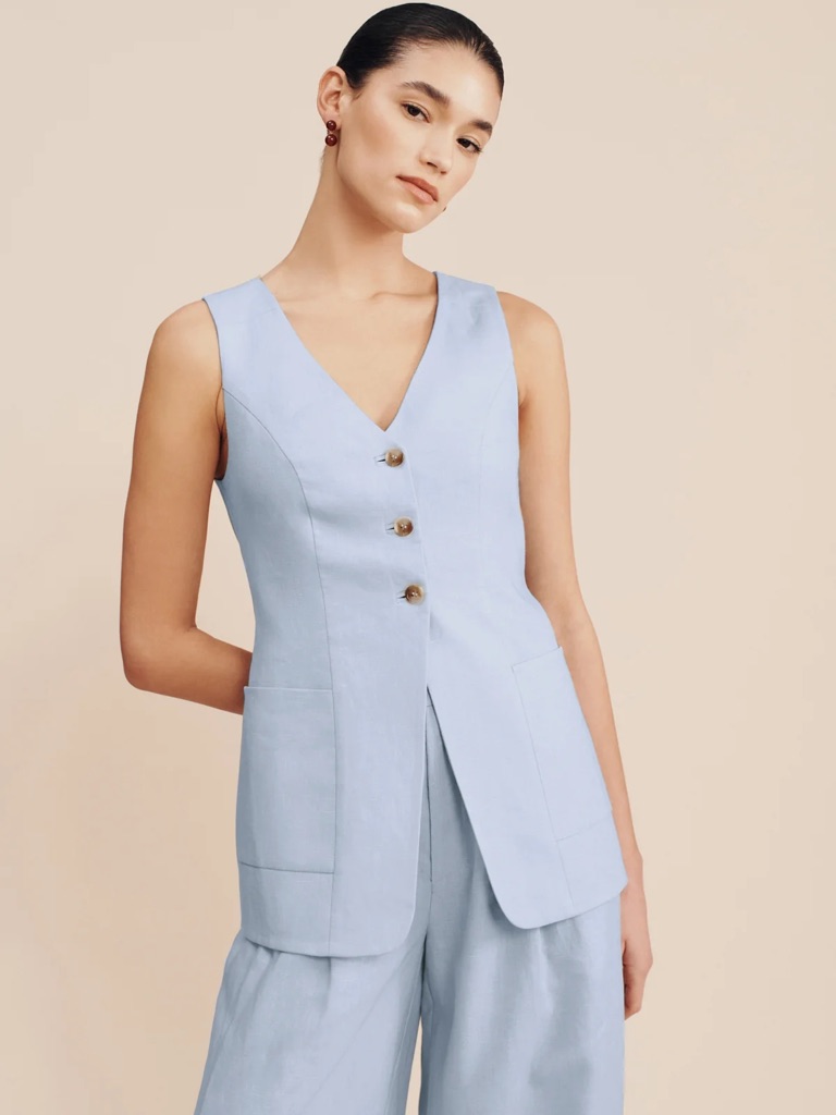 Posse Light Blue Sleeveless V-Neck Vest